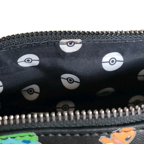 Loungefly Pokémon Black Purse RARE Retired All-Over Print Starters HEART LOGO - Picture 13 of 15